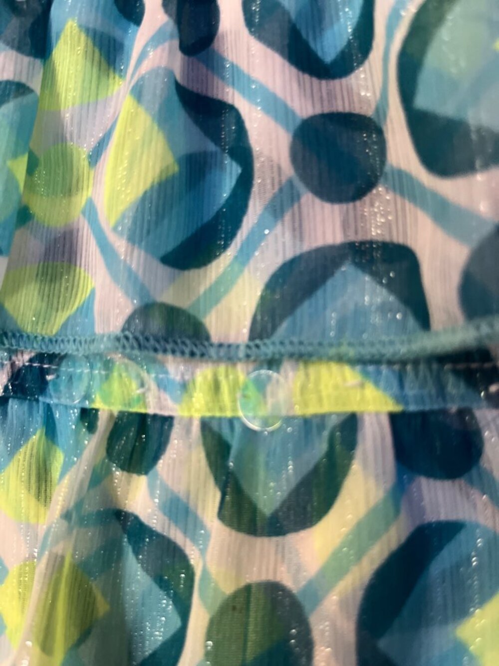 Justice Girls 16 Sleeveless Tiered Blouse Blue Lime Shimmer Ruffle Top Used - Picture 16 of 16